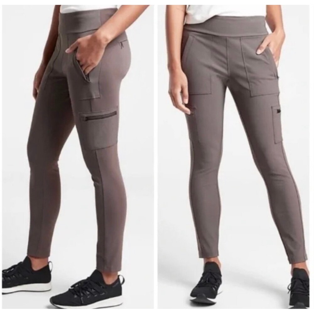 Athleta Headlands Hybrid Cargo‎ Tights Brown Gray Hiking Pants 353474 Womens 2